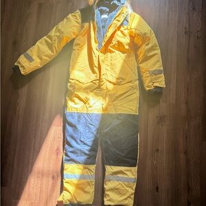 Kids Yellow & Navy Insulated Snow Puffer One-Piece